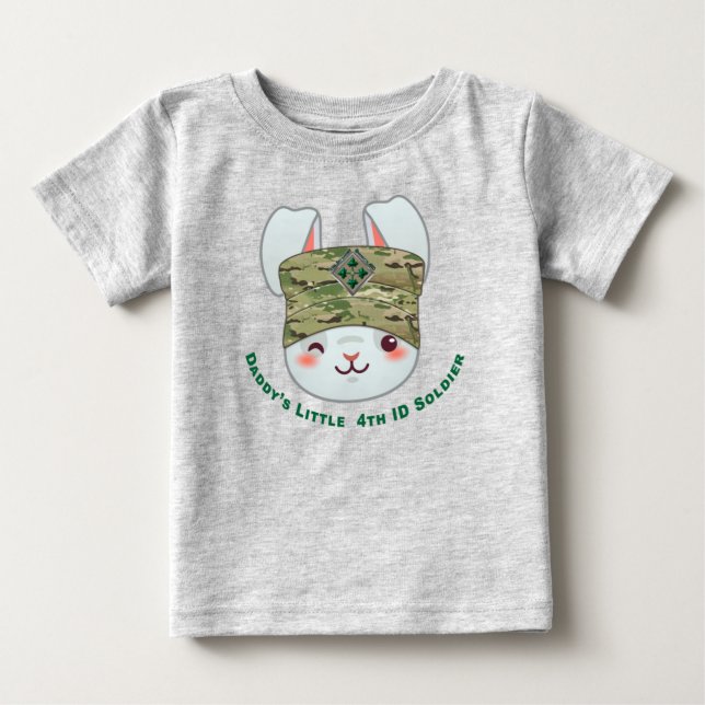 “Daddy’s Little 4th Infantry Division Soldier” Baby T-Shirt (Front)