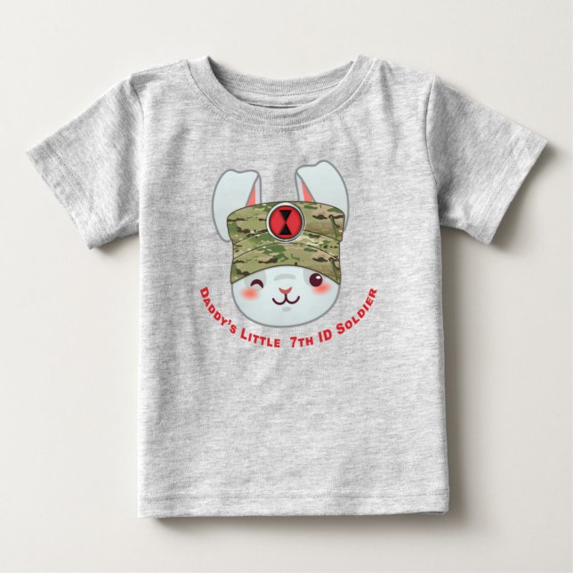 “Daddy’s Little 7th Infantry Division Soldier” Baby T-Shirt (Front)