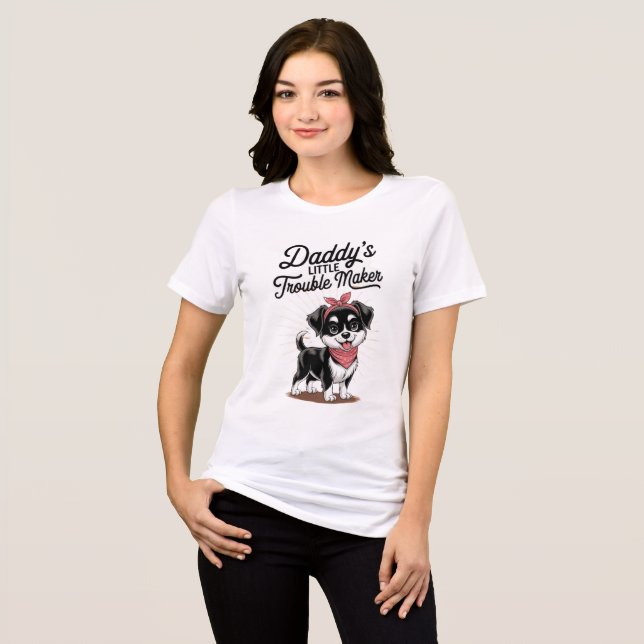 Daddy’s Little Trouble Maker – Cute Pup Edition Tri-Blend Shirt (Front Full)
