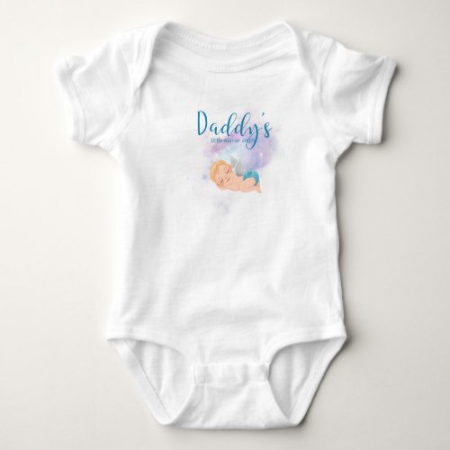 Daddys little warrior angel baby bodysuit 