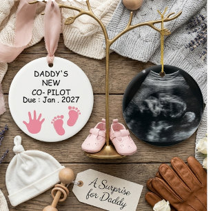Daddy’s New Co-Pilot Pregnancy Announcement Ceramic Ornament