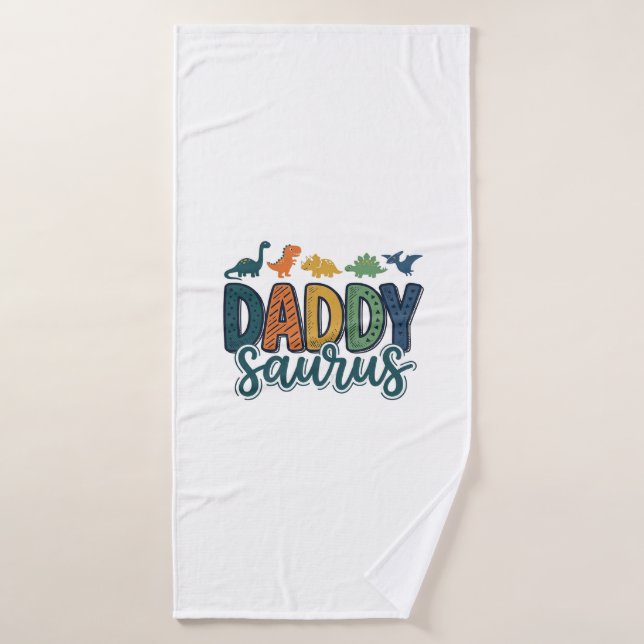 Daddy Saurus Cute Dinosaur Dad Vector Design_1 Bath Towel (Bath Towel)