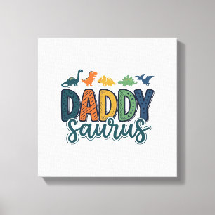 Daddy Saurus Cute Dinosaur Dad Vector Design_1 Canvas Print