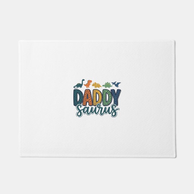 Daddy Saurus Cute Dinosaur Dad Vector Design_1 Doormat (Front)
