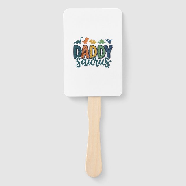 Daddy Saurus Cute Dinosaur Dad Vector Design_1 Hand Fan (Front)