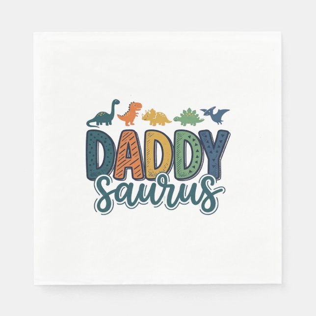 Daddy Saurus Cute Dinosaur Dad Vector Design_1 Napkins (Front)