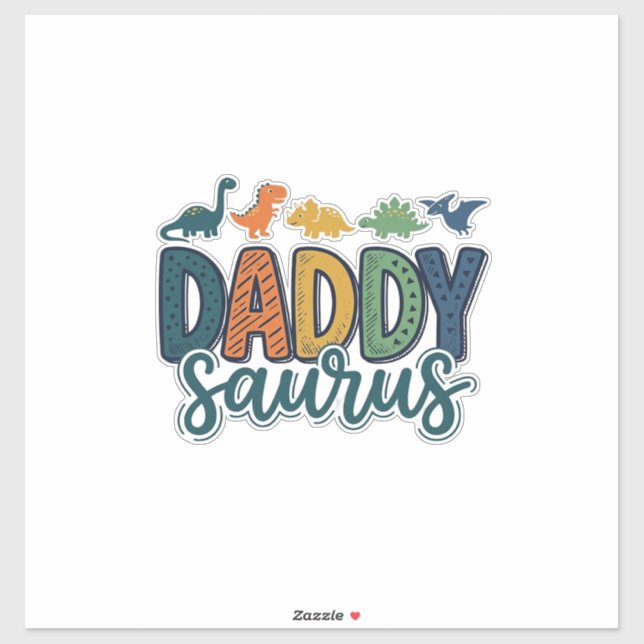 Daddy Saurus Cute Dinosaur Dad Vector Design_1 Sticker (Sheet)