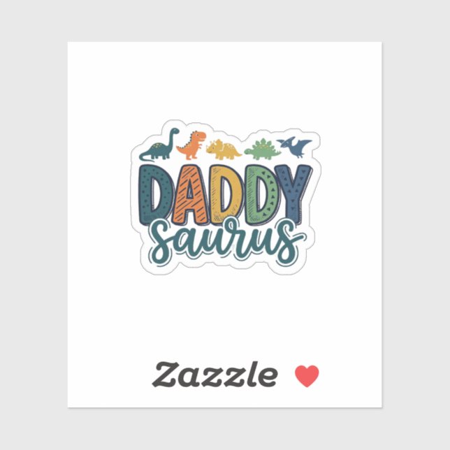 Daddy Saurus Cute Dinosaur Dad Vector Design_1 Sticker (Sheet)