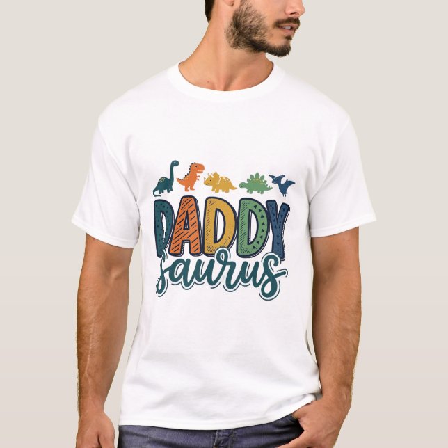Daddy Saurus Cute Dinosaur Dad Vector Design_1 T-Shirt (Front)