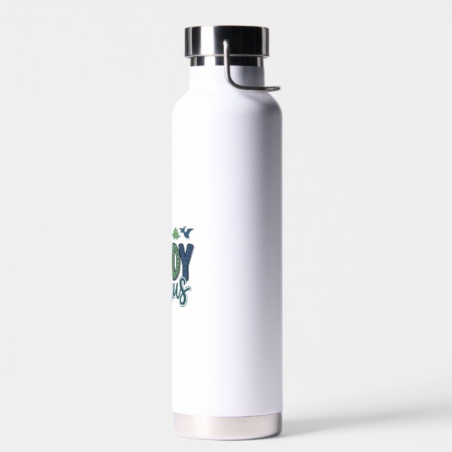 Daddy Saurus Cute Dinosaur Dad Vector Design_1 Water Bottle (Left)