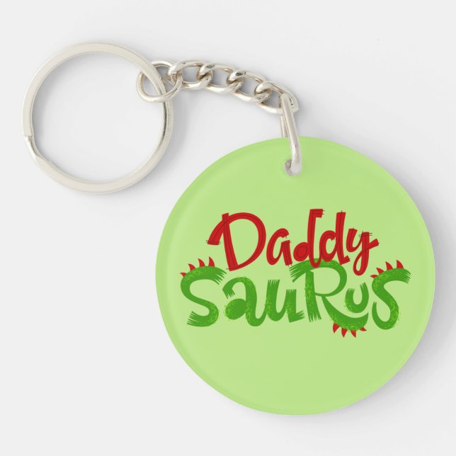 Daddy Saurus Dinosaur Lettering Keychain (Front)