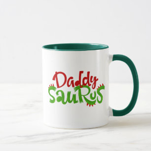 Daddy Saurus Dinosaur Lettering Mug
