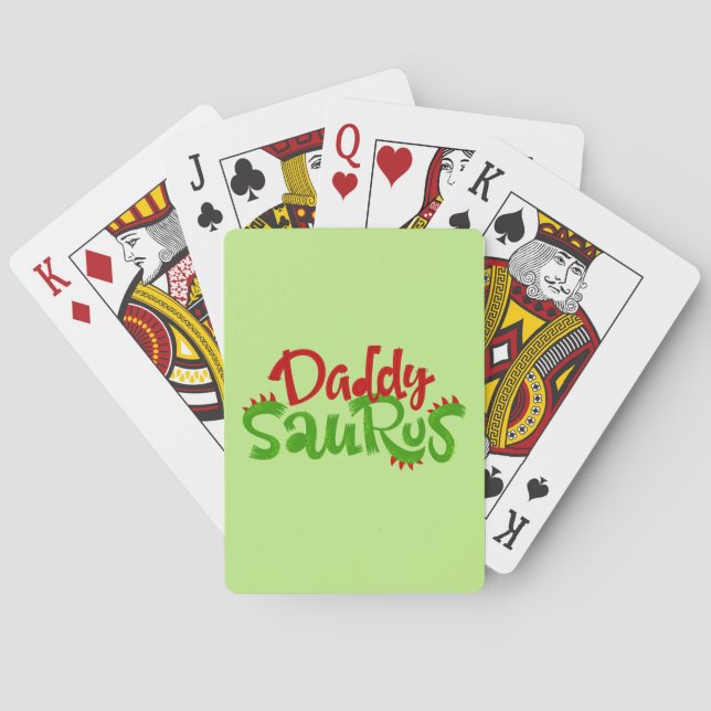 Daddy Saurus Dinosaur Lettering Poker Cards (Back)
