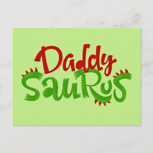 Daddy Saurus Dinosaur Lettering Postcard (Front)