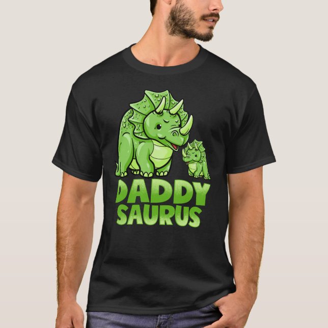 Daddy Saurus Funny Daddysaurus Dinosaur Graphic T-Shirt (Front)