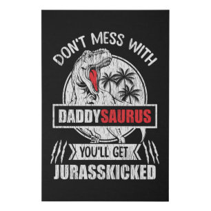 Daddy Saurus Funny Dinosaur Dad Father’s Day Gift Faux Canvas Print