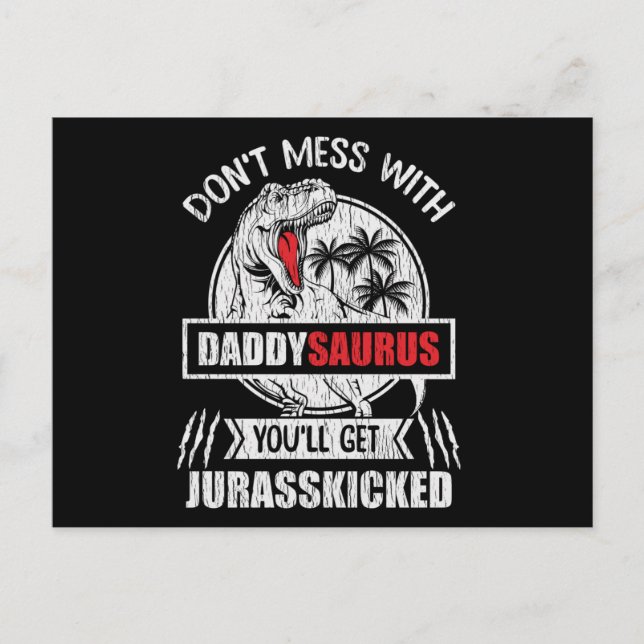 Daddy Saurus Funny Dinosaur Dad Father’s Day Gift Postcard (Front)