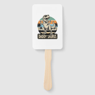 Daddy Saurus Retro Dinosaur Sunset Shirt Design_1 Hand Fan