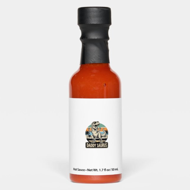 Daddy Saurus Retro Dinosaur Sunset Shirt Design_1 Hot Sauces (Front)