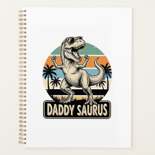 Daddy Saurus Retro Dinosaur Sunset Shirt Design_1 Planner