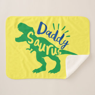 Daddy Saurus T-Rex Silhouette Sherpa Blanket