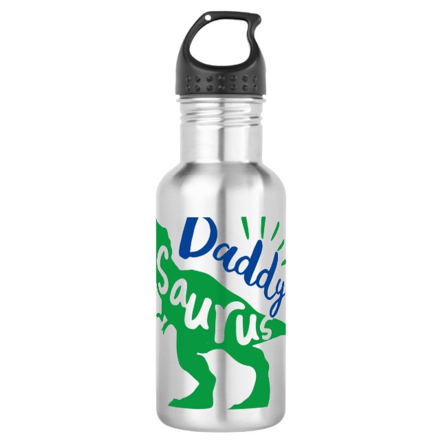 Daddy Saurus T-Rex Silhouette Stainless Steel Water Bottle (Front)