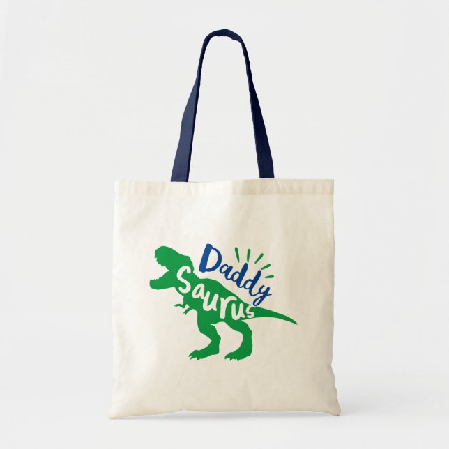 Daddy Saurus T-Rex Silhouette Tote Bag (Front)