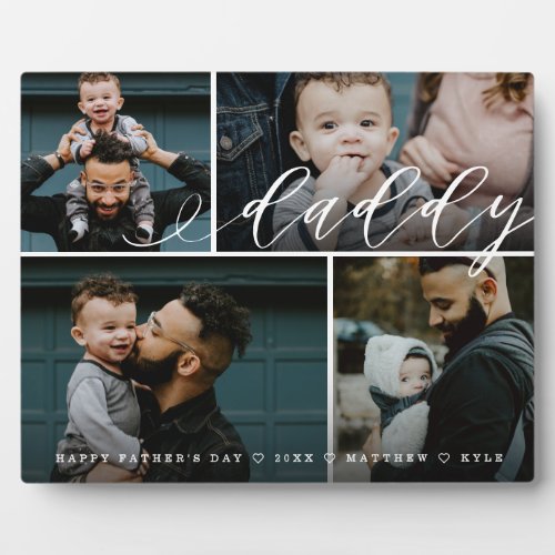 Daddy Script  Happy Fathers Day 4 Photo Collage Plaque
