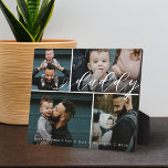 Daddy Script | Happy Fathers Day 4 Photo Collage Plaque<br><div class="desc">Send a beautiful personalized father's day gift to your dad that he'll cherish forever. Special personalized father's day family photo collage to display your special family photos and memories. Our design features a simple 4 photo collage grid design with "Daddy" designed in a beautiful handwritten white script style. Customize with...</div>