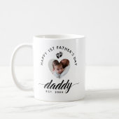 Daddy Script Happy First Father's Day Heart Photo Coffee Mug (Left)