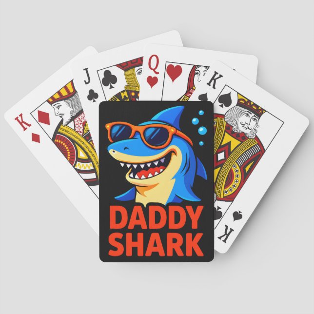 Daddy Shark Father's Day Gifts Poker Cards (Back)