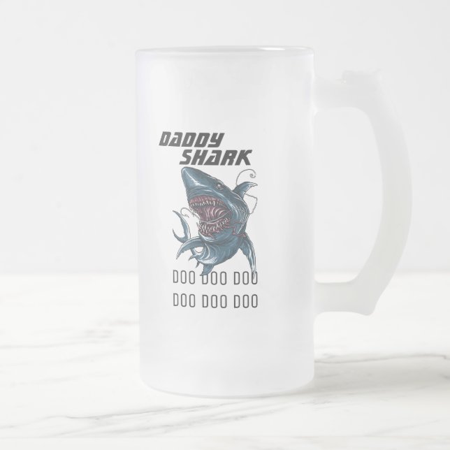 Daddy Shark Frosted Glass Beer Mug (Right)