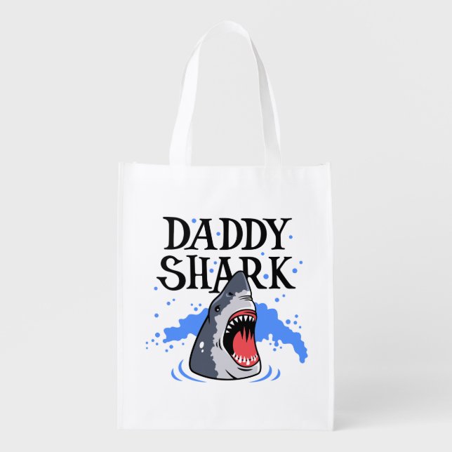 Daddy Shark - Great White Grocery Bag (Front)