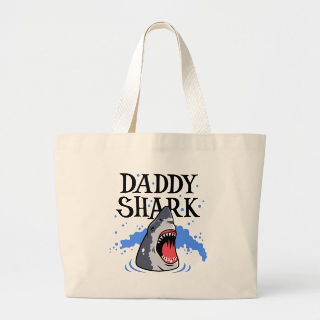 Daddy Shark - Great White Large Tote Bag (Front)