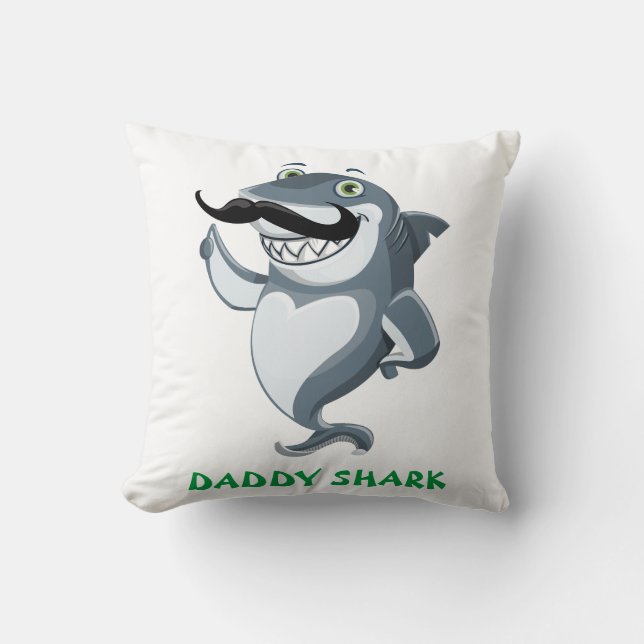 Daddy Shark Mommy Shark Throw Pillow (Front)