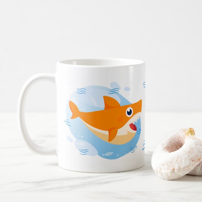 Daddy Shark - Orange Coffee Mug (With Donut)