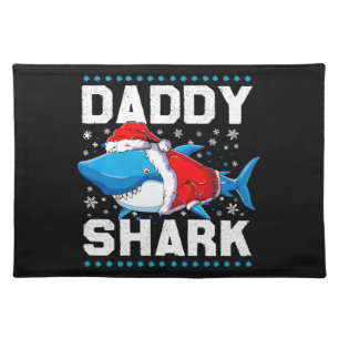 Daddy Shark Santa Fathers Day Cloth Placemat