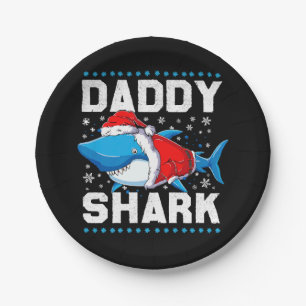 Daddy Shark Santa Fathers Day Paper Plates