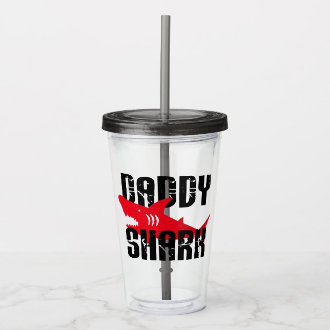 Daddy Shark Worn Graphic Acrylic Tumbler (Front)
