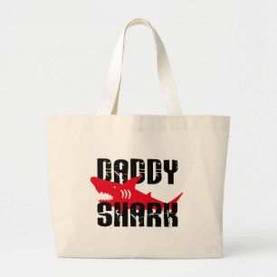 Daddy Shark Worn Graphic Large Tote Bag