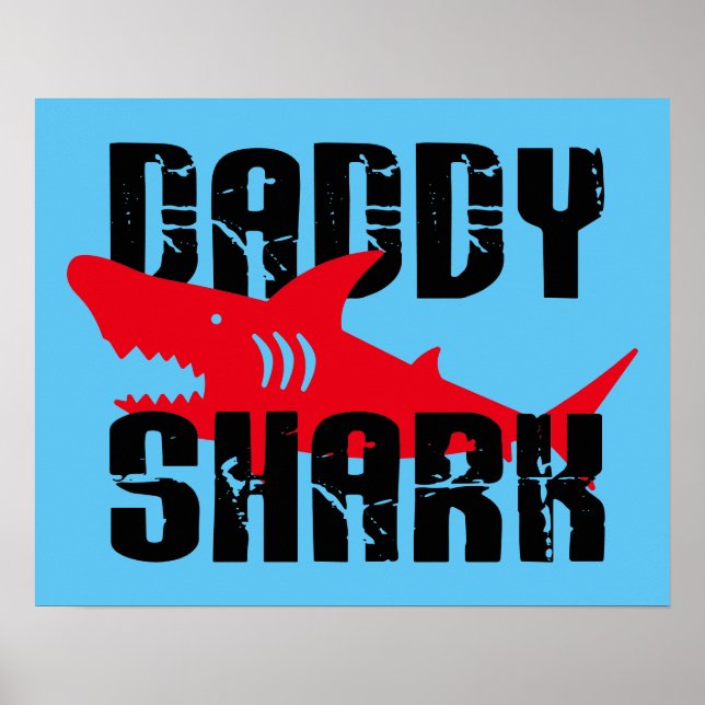 Daddy Shark Worn Graphic Poster (Front)
