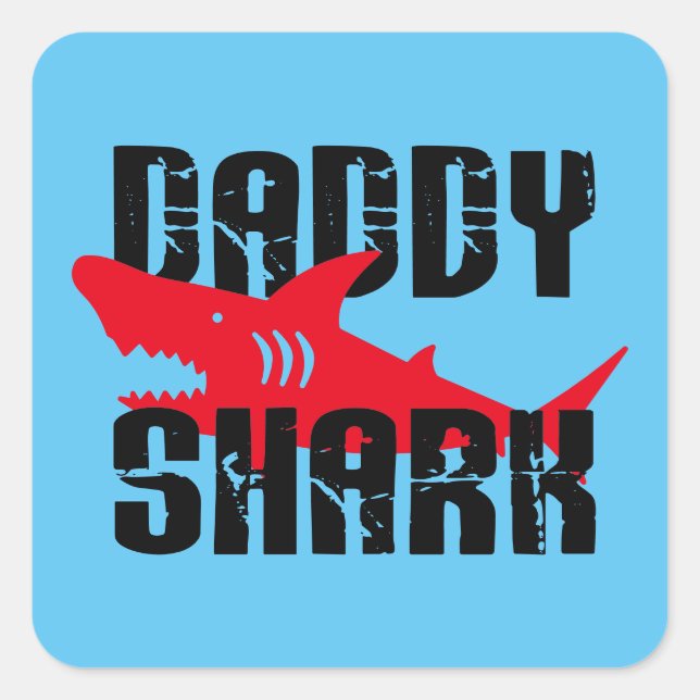 Daddy Shark Worn Graphic Square Sticker (Front)