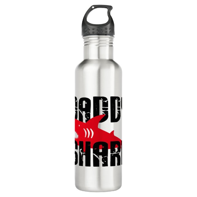 Daddy Shark Worn Graphic Stainless Steel Water Bottle (Front)
