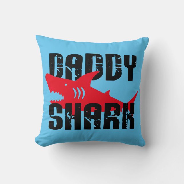 Daddy Shark Worn Graphic Throw Pillow (Front)