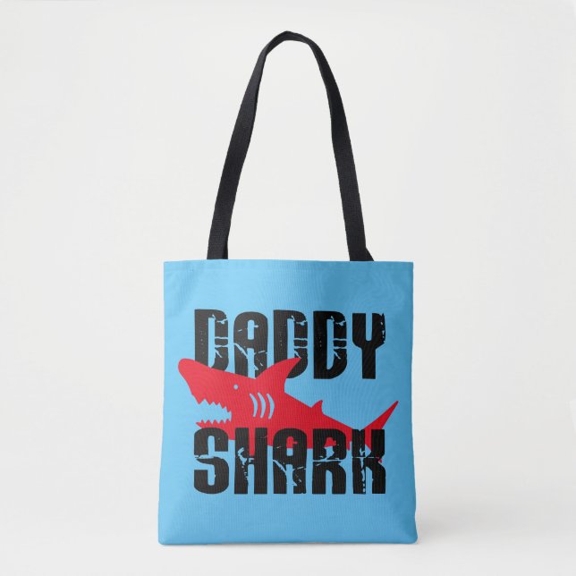 Daddy Shark Worn Graphic Tote Bag (Front)