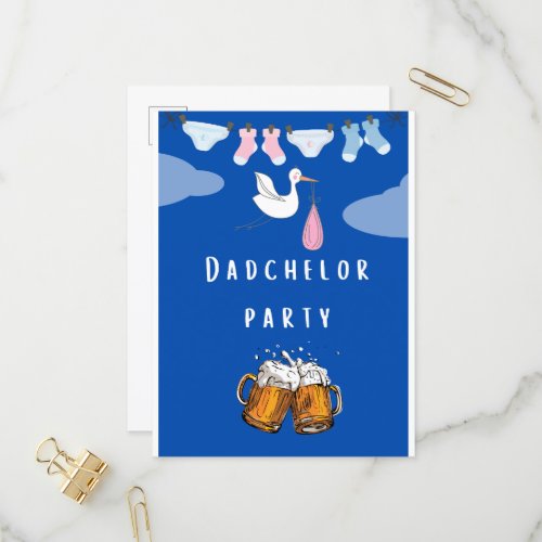 daddy shower diaper dadchelor  beer party  invitation postcard