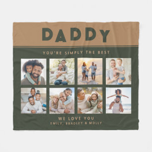Daddy Simply The Best Photo Collage Personalized Fleece Blanket