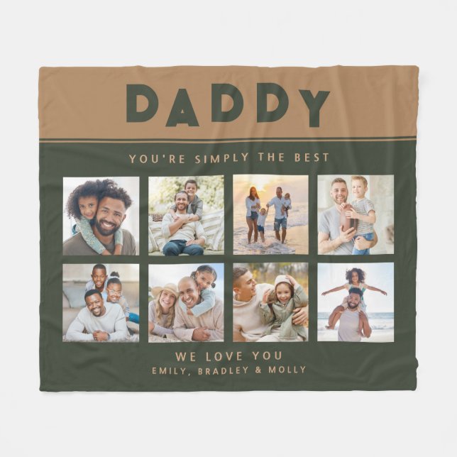 Daddy Simply The Best Photo Collage Personalized Fleece Blanket (Front (Horizontal))