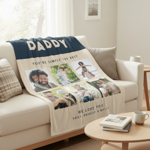 Daddy Simply The Best Photo Collage Personalized Fleece Blanket