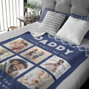 Daddy Simply The Best Photo Collage Personalized Fleece Blanket